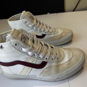 Vans Men's High-Top Sneakers - Cream and Burgundy